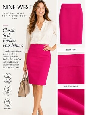 NWT Nine West Berry Harvest Hot Pink Pencil Skirt – Size 4